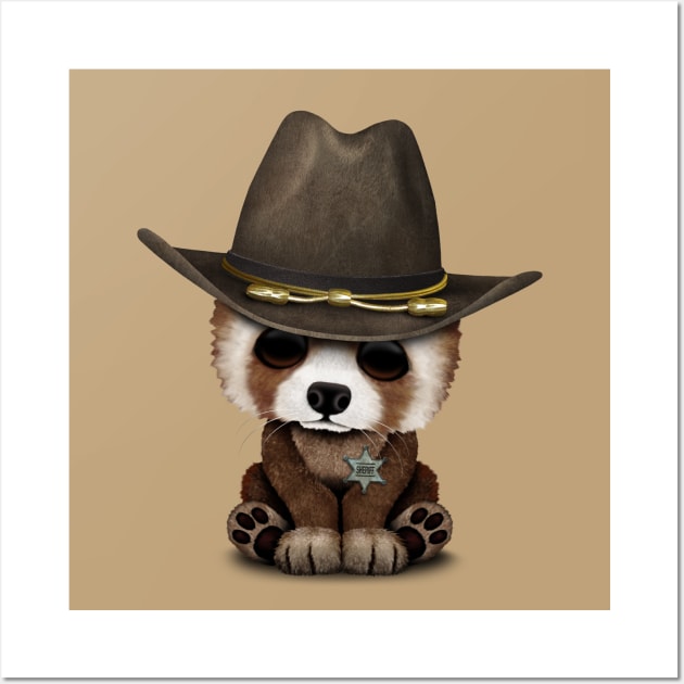 Cute Baby Red Panda Sheriff Wall Art by jeffbartels